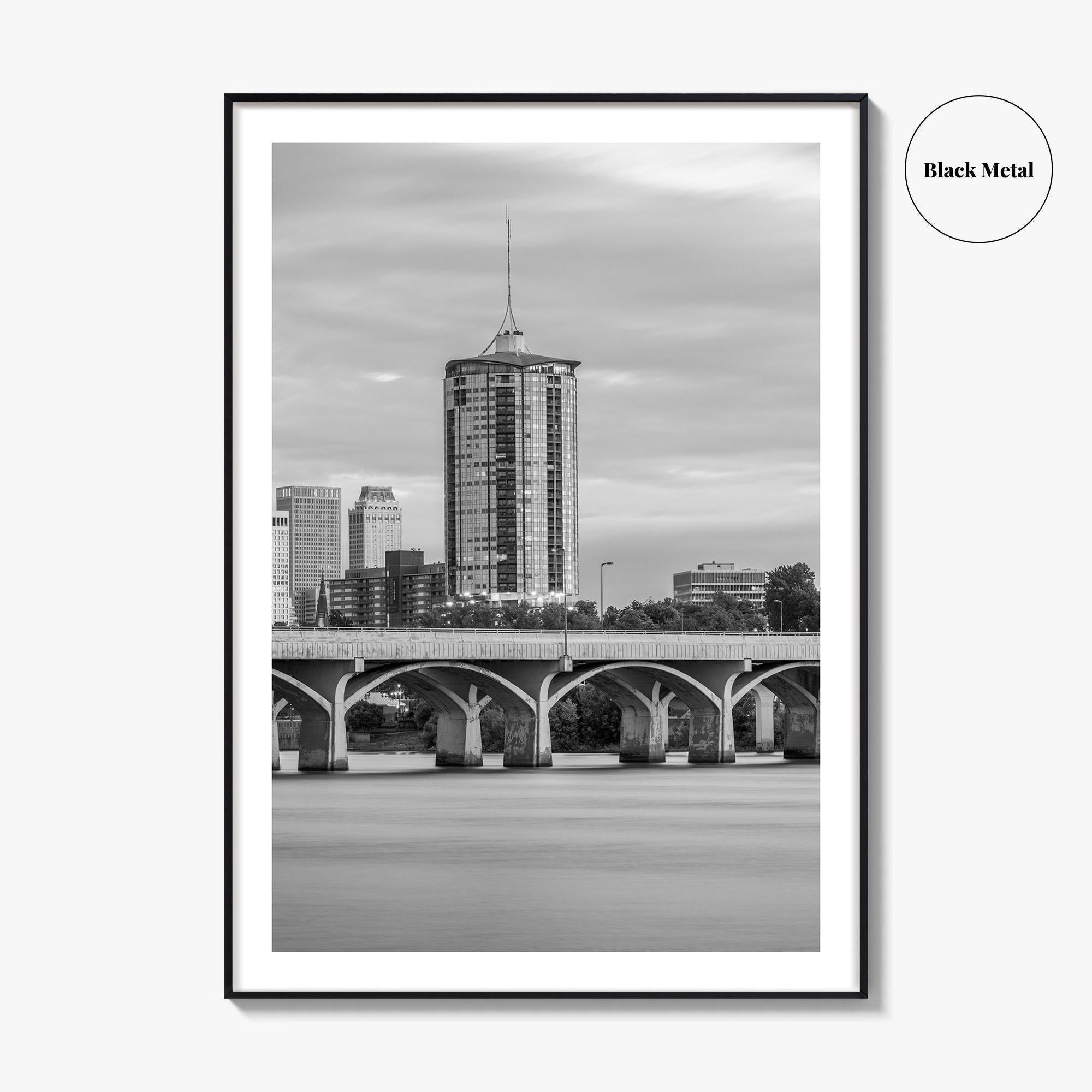 Tulsa Skyline Black and White Fine Art Photo Print, Oklahoma, USA Wall Decor Poster