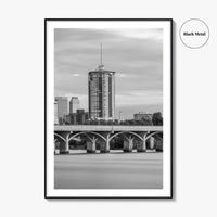 Tulsa Skyline Black and White Fine Art Photo Print, Oklahoma, USA Wall Decor Poster