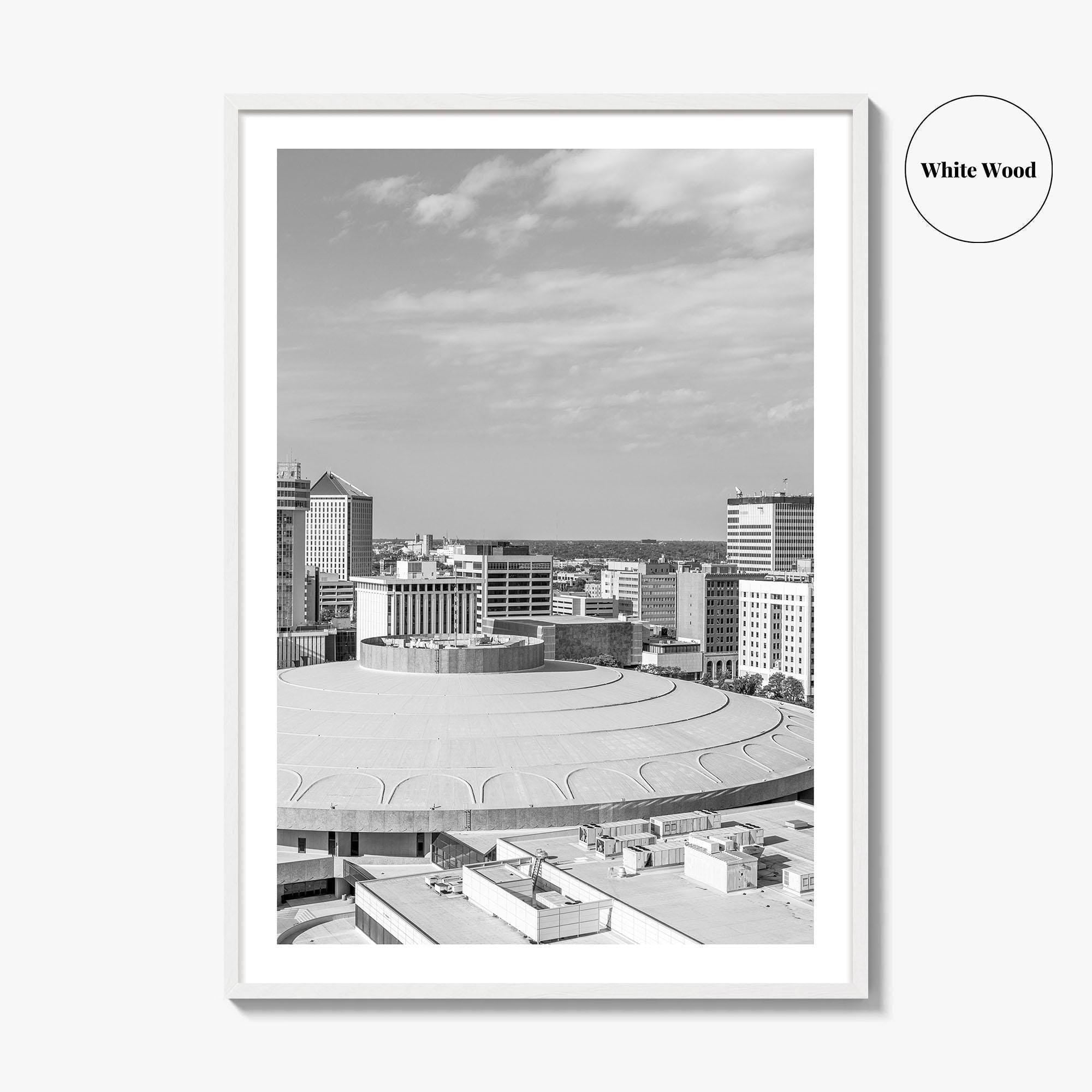 Wichita Skyline Black and White Fine Art Photo Print, Downtown, Kansas USA, Wall Poster