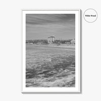 Pacific Beach Black and White Fine Art Photo Print, San Diego Pier California Poster