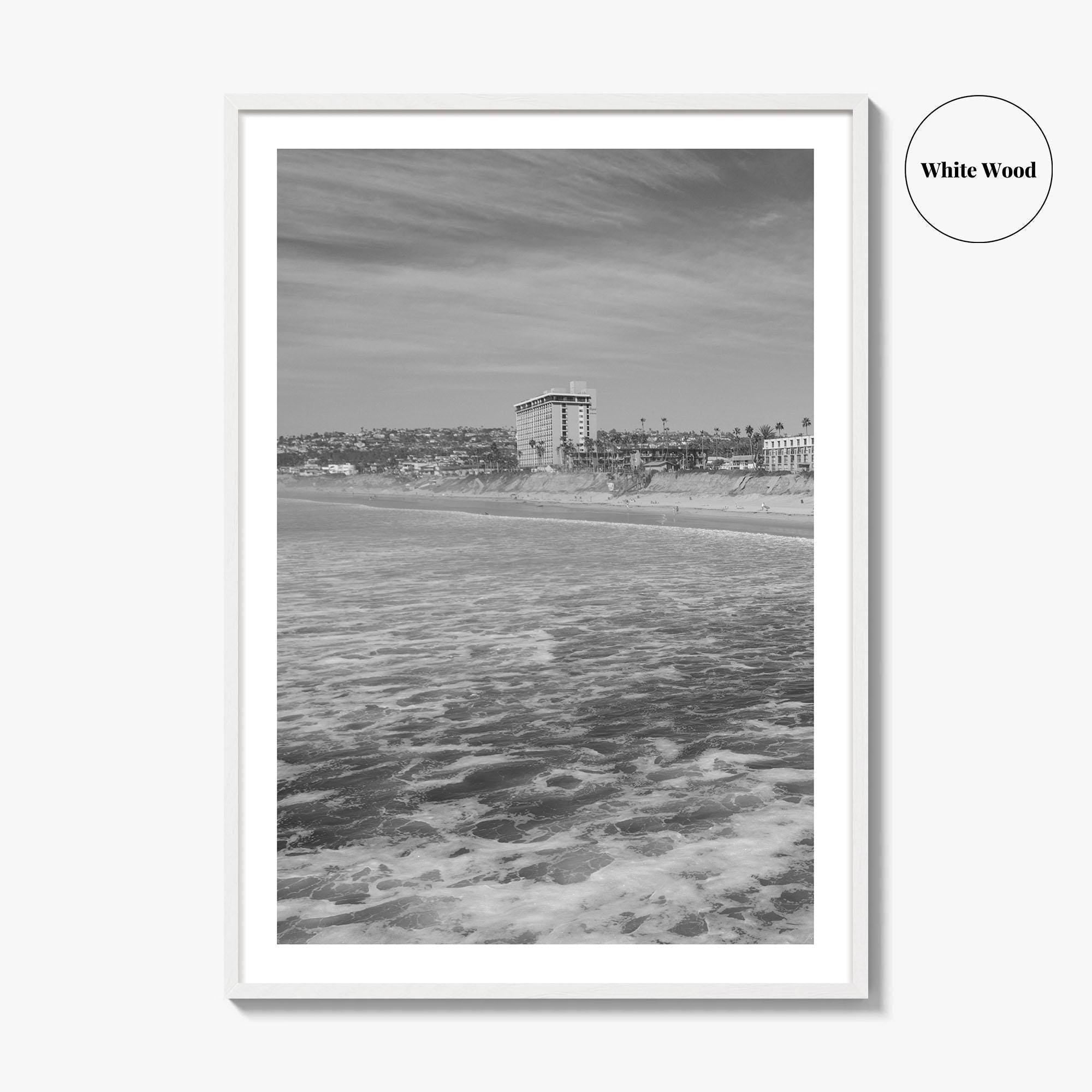 Pacific Beach Black and White Fine Art Photo Print, San Diego Pier California Poster