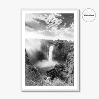 Victoria Falls Black and White Fine Art Photo Print, Zambezi River Zimbabwe Zambia Poster