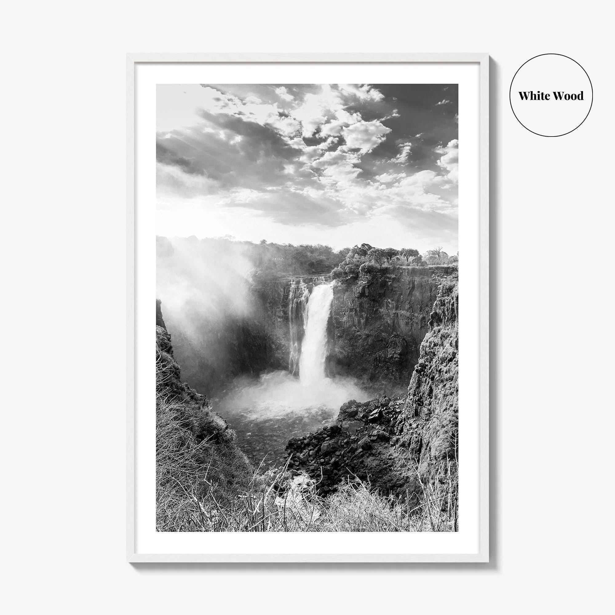 Victoria Falls Black and White Fine Art Photo Print, Zambezi River Zimbabwe Zambia Poster