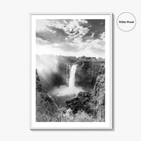 Victoria Falls Black and White Fine Art Photo Print, Zambezi River Zimbabwe Zambia Poster