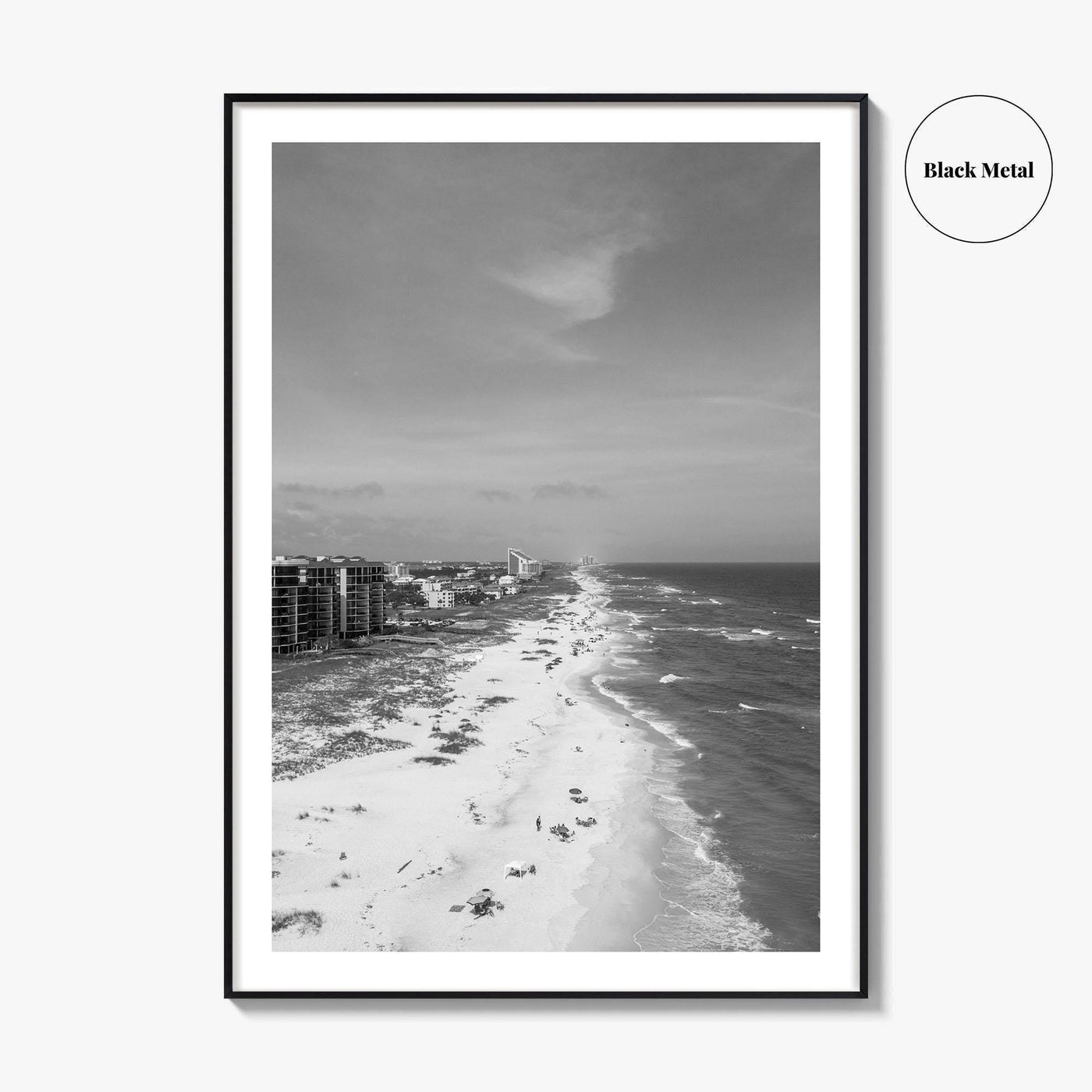 Pensacola Black and White Fine Art Photo Print, Perdido Key Beach Florida, Aerial Poster
