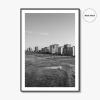 Virginia Beach Skyline Black and White Fine Art Photo Print, Oceanfront USA Wall Decor