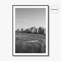 Virginia Beach Skyline Black and White Fine Art Photo Print, Oceanfront USA Wall Decor