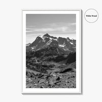 North Cascades Black and White Fine Art Photo Print, Mount Shuksan Washington Poster