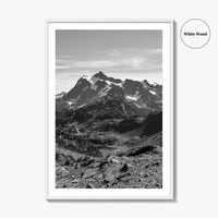 North Cascades Black and White Fine Art Photo Print, Mount Shuksan Washington Poster