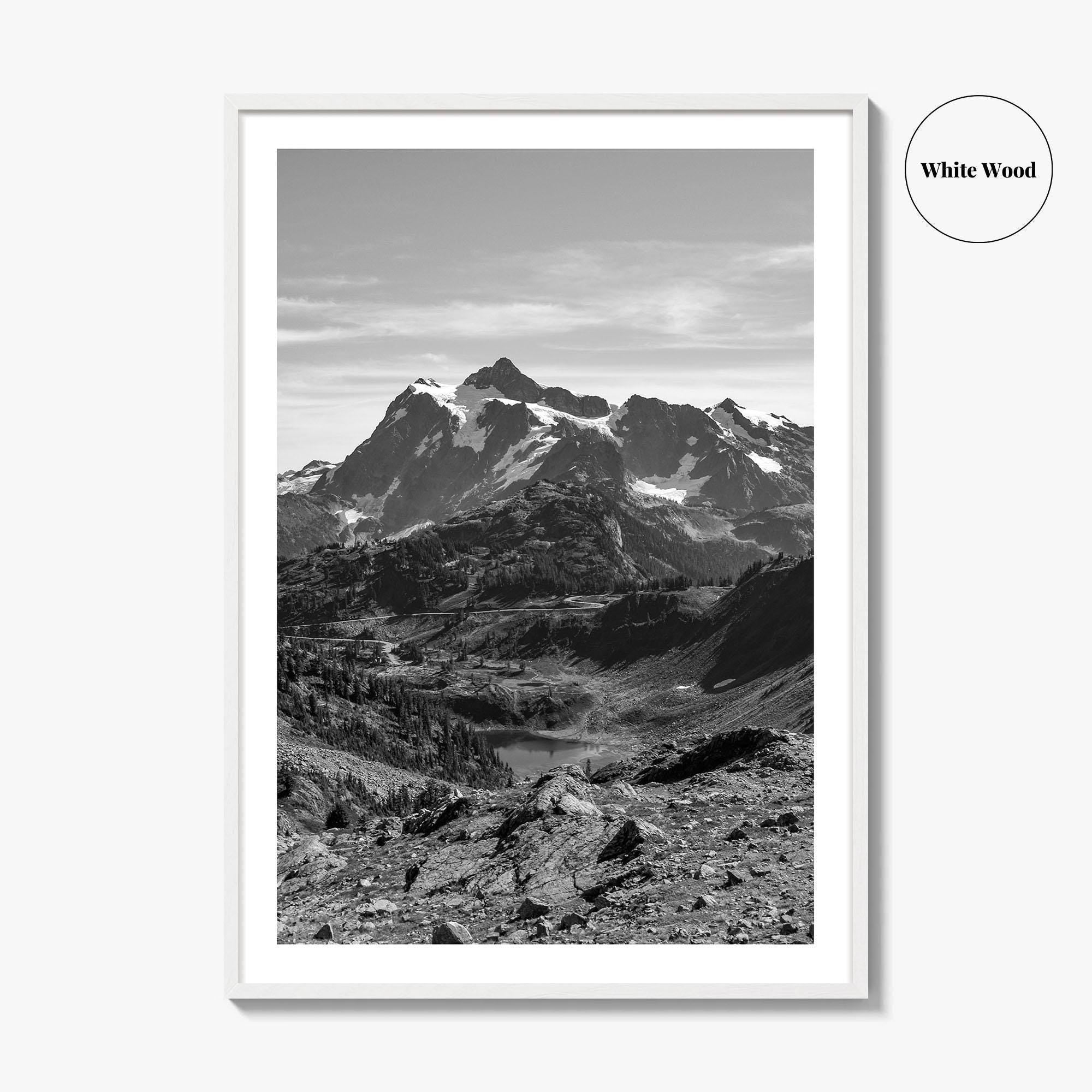 North Cascades Black and White Fine Art Photo Print, Mount Shuksan Washington Poster