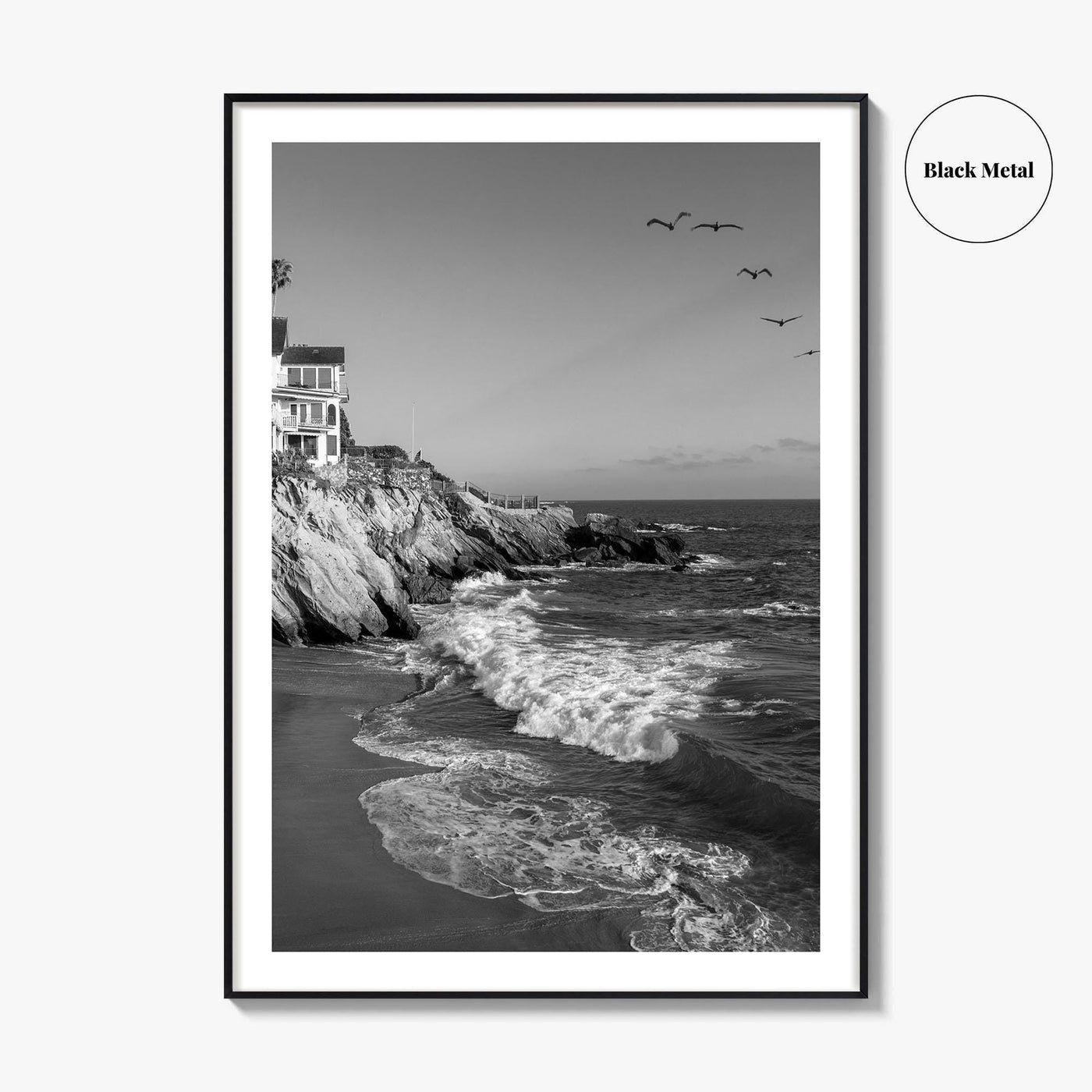 Southern California Black and White Fine Art Photo Print, Coastline Poster