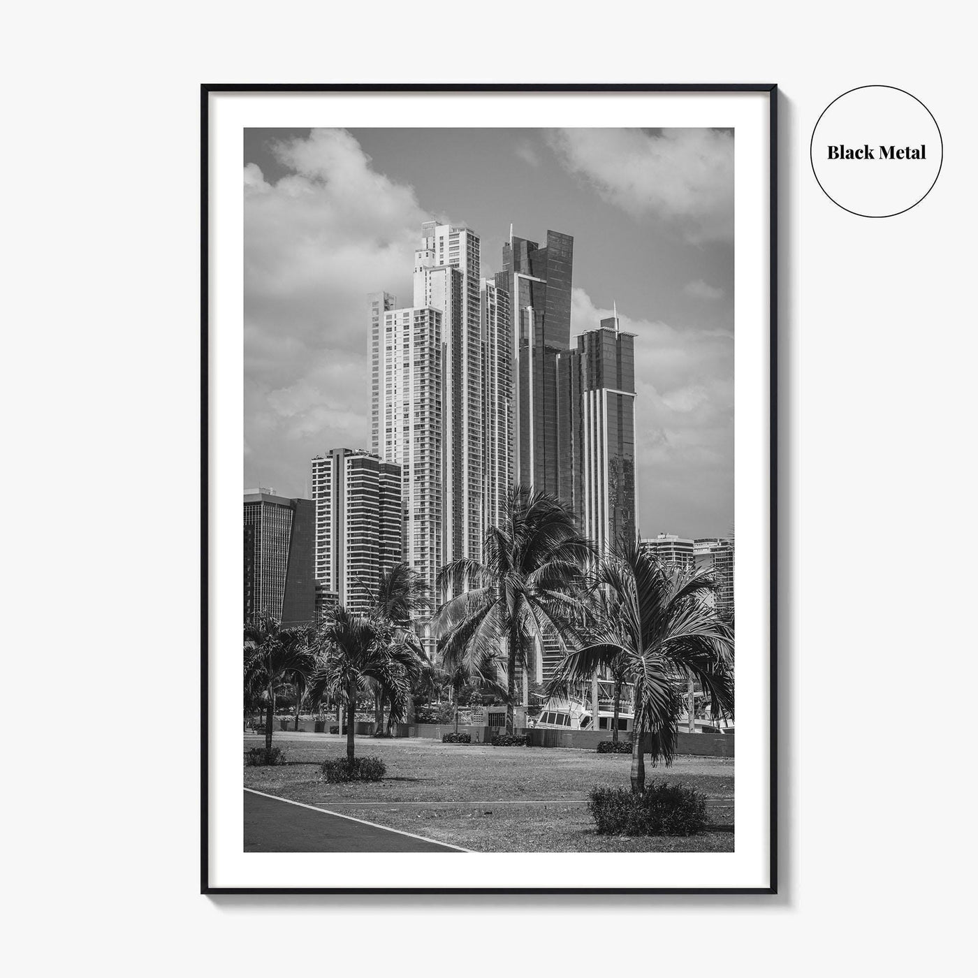 Panama City Skyline Black and White Fine Art Photo Print, Panama Wall Poster