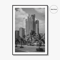 Panama City Skyline Black and White Fine Art Photo Print, Panama Wall Poster