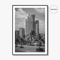 Panama City Skyline Black and White Fine Art Photo Print, Panama Wall Poster