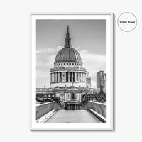 St Paul's Cathedral Black and White Fine Art Photo Print, London Millennium Bridge Poster
