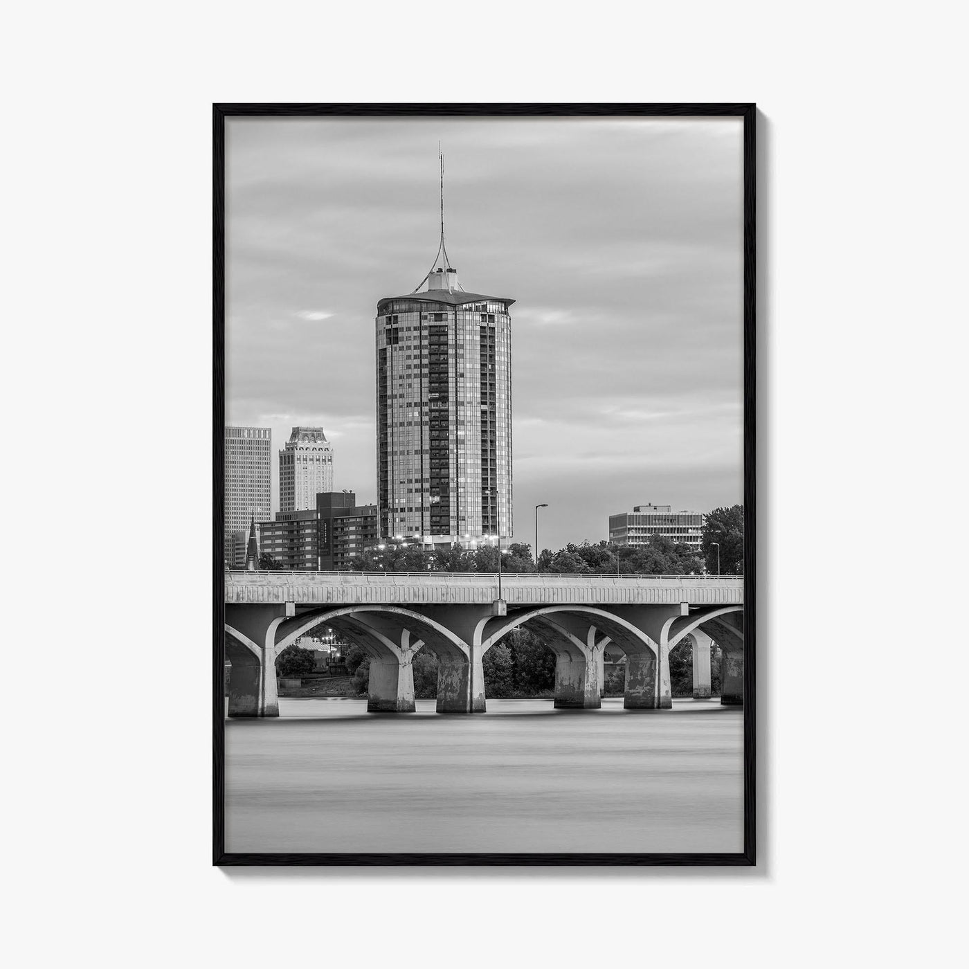 Tulsa Skyline Black and White Fine Art Photo Print, Oklahoma, USA Wall Decor Poster