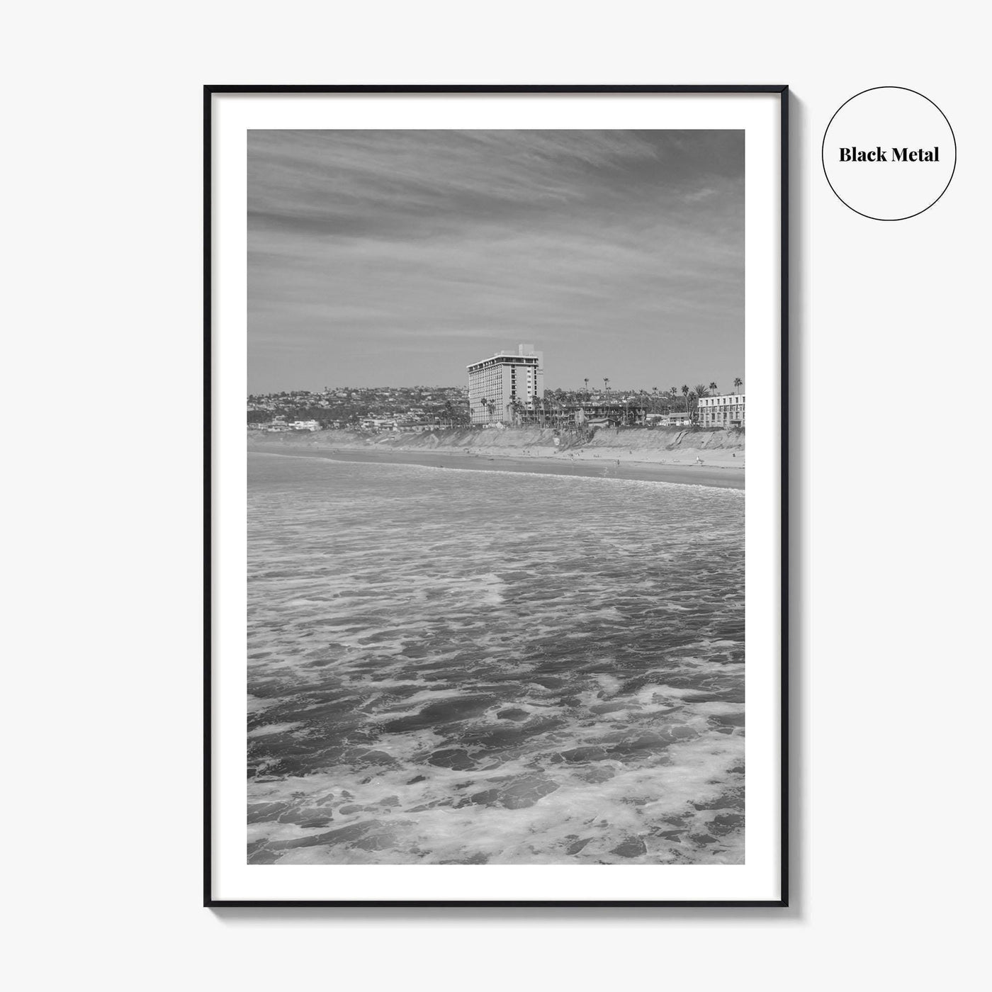 Pacific Beach Black and White Fine Art Photo Print, San Diego Pier California Poster