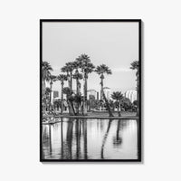 Phoenix Skyline Black and White Fine Art Photo Print, Encanto Park Arizona Poster