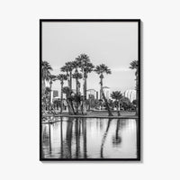 Phoenix Skyline Black and White Fine Art Photo Print, Encanto Park Arizona Poster