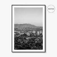 Riverside Skyline Black and White Fine Art Photo Print, Downtown, Mount Rubidoux, California Poster