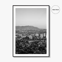 Riverside Skyline Black and White Fine Art Photo Print, Downtown, Mount Rubidoux, California Poster