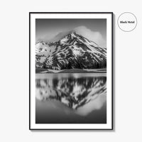 Oregon Black and White Fine Art Photo Print, South Sister Bend Green Lakes Poster