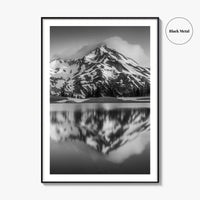 Oregon Black and White Fine Art Photo Print, South Sister Bend Green Lakes Poster