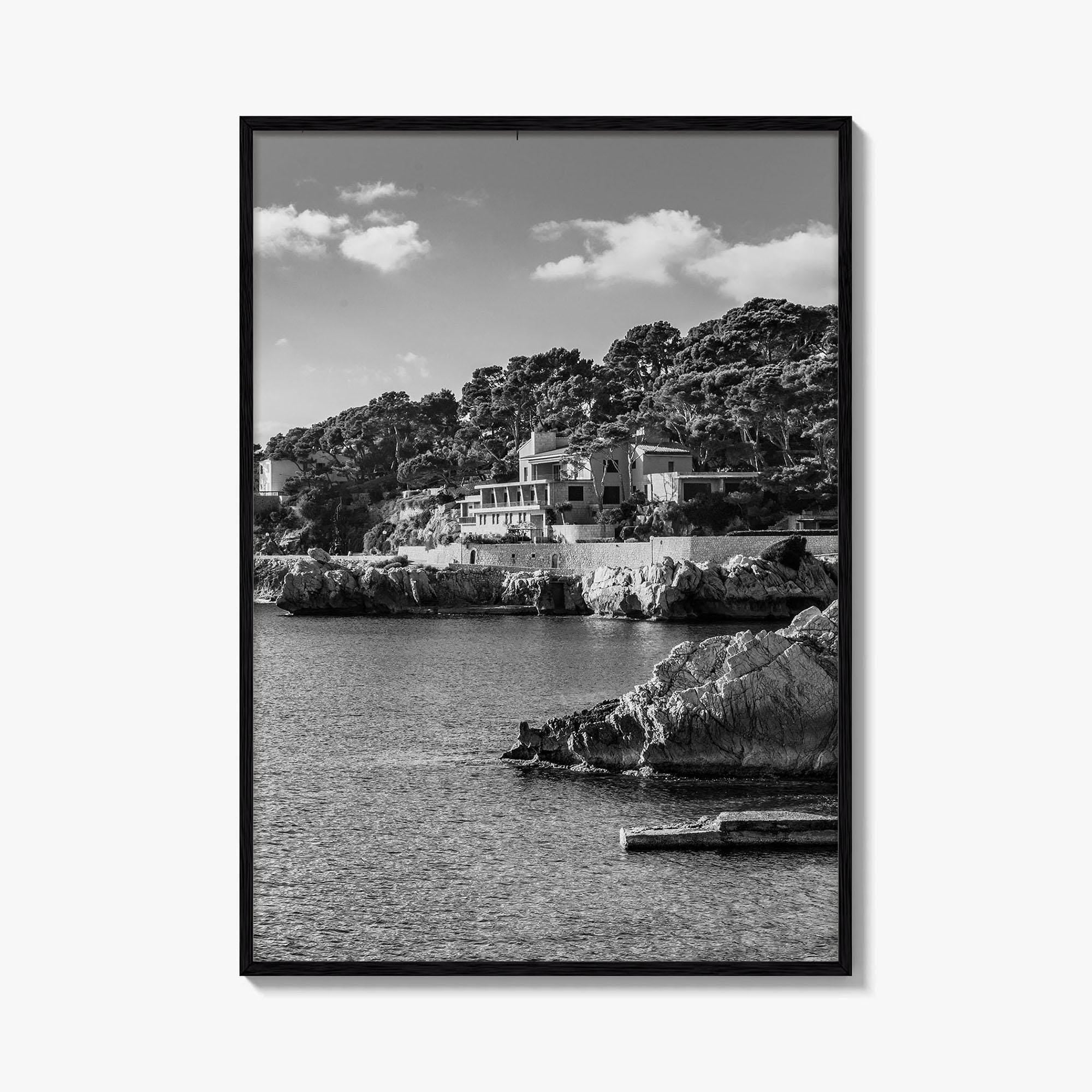 Cala Rajada Black and White Fine Art Photo Print, Mallorca Seascape Spain Poster