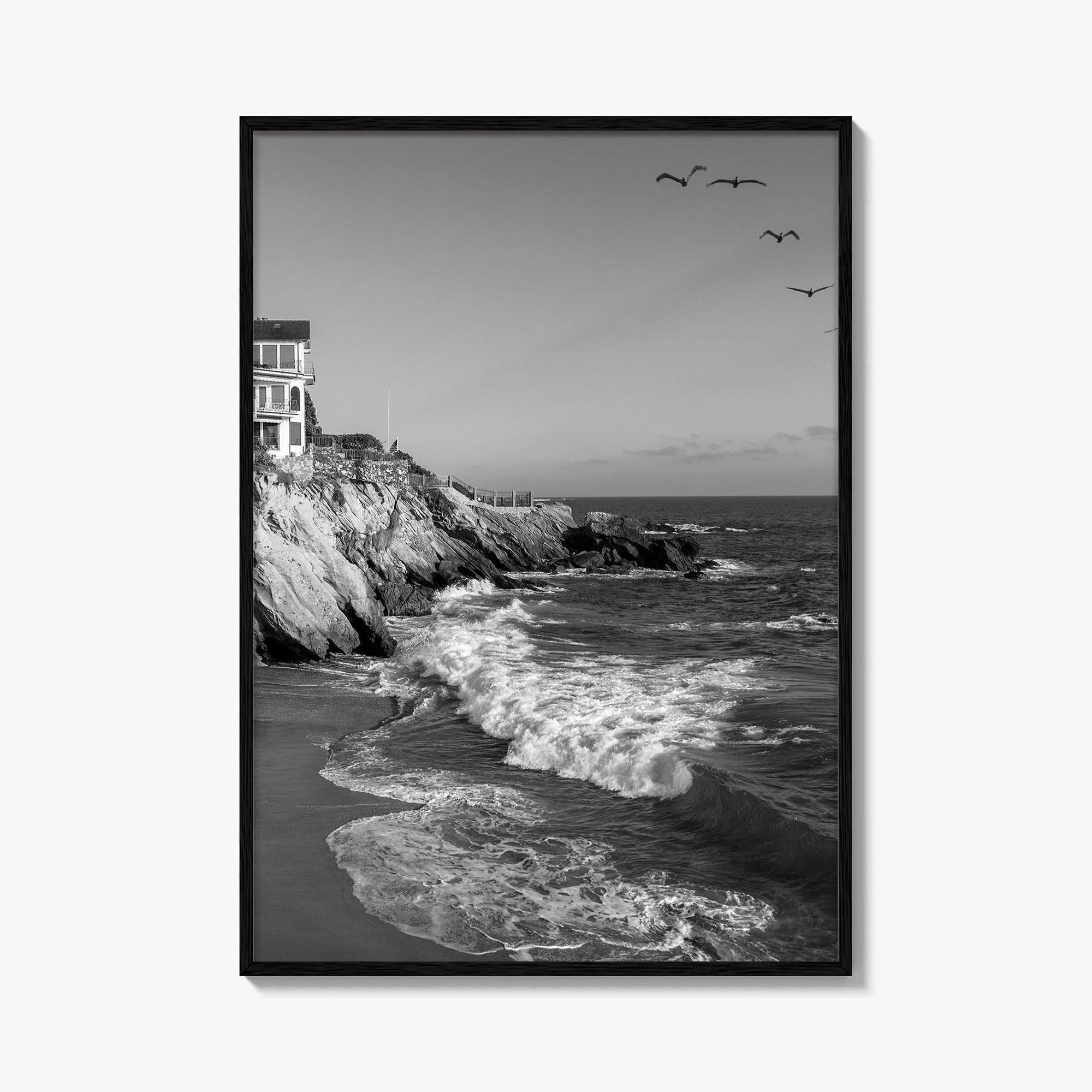 Southern California Black and White Fine Art Photo Print, Coastline Poster