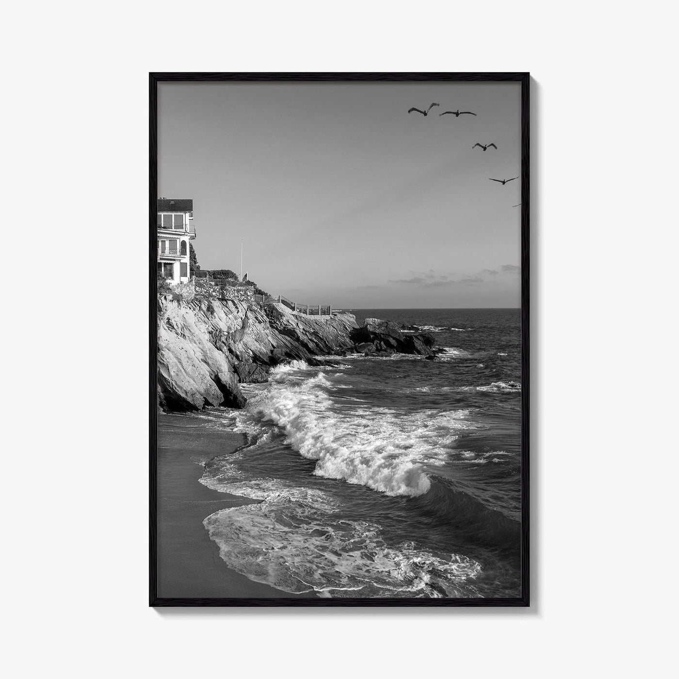 Southern California Black and White Fine Art Photo Print, Coastline Poster