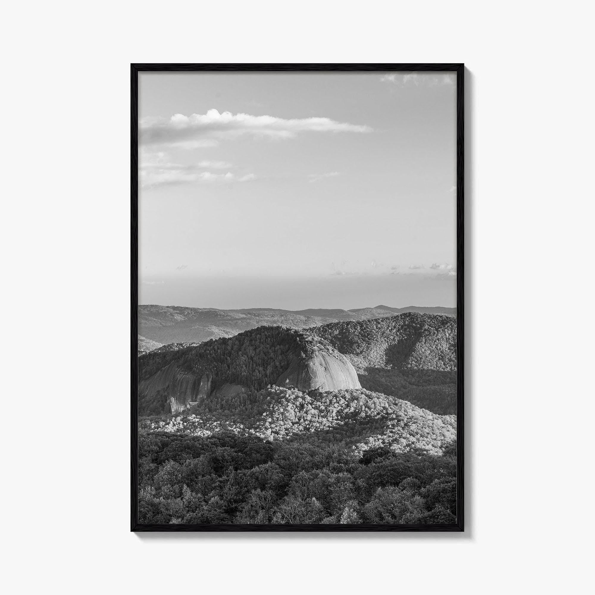 Pisgah National Forest Black and White Fine Art Photo Print, Looking Glass Rock, NC