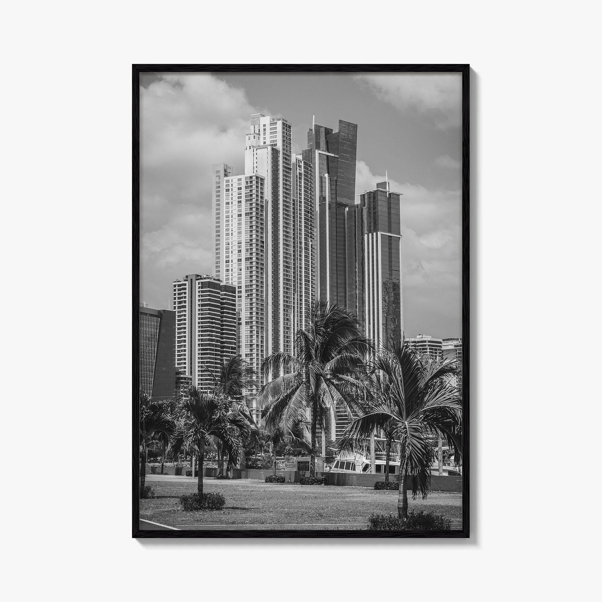 Panama City Skyline Black and White Fine Art Photo Print, Panama Wall Poster