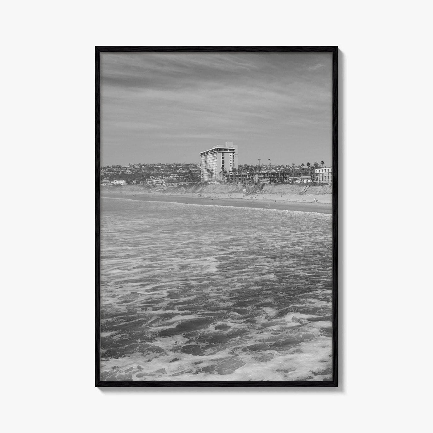 Pacific Beach Black and White Fine Art Photo Print, San Diego Pier California Poster