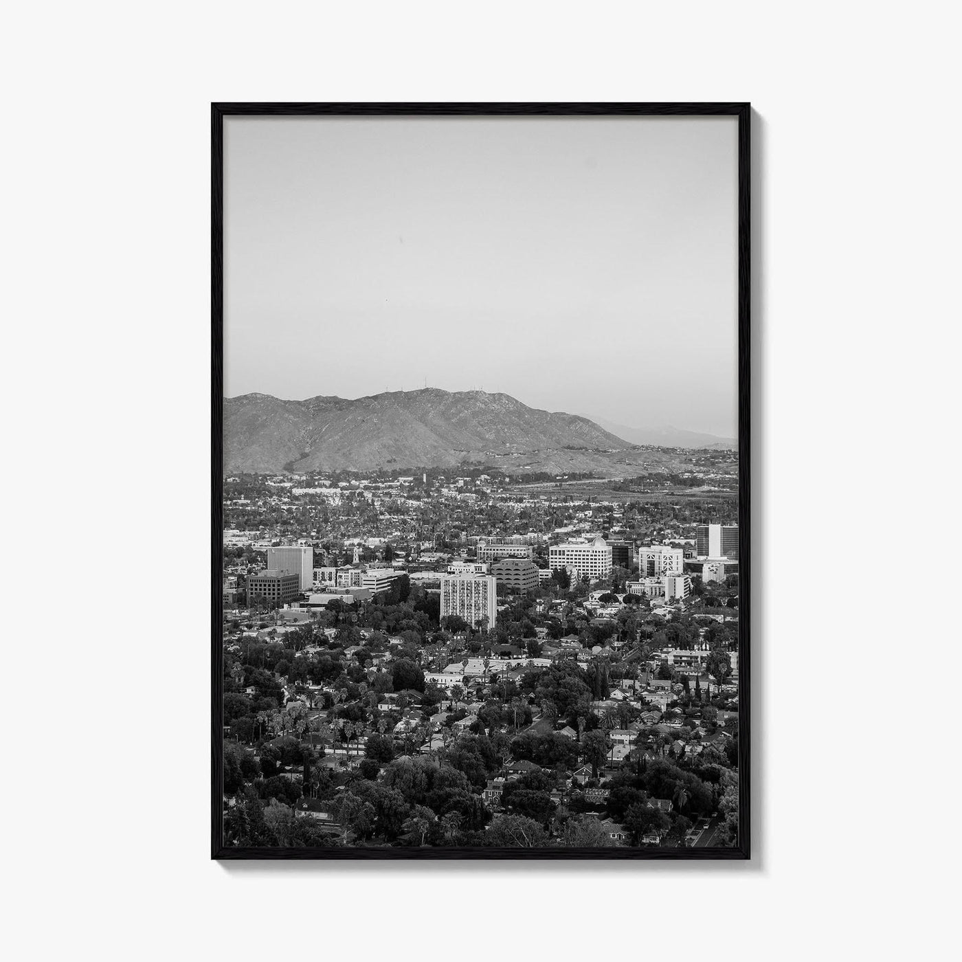 Riverside Skyline Black and White Fine Art Photo Print, Downtown, Mount Rubidoux, California Poster