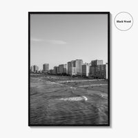 Virginia Beach Skyline Black and White Fine Art Photo Print, Oceanfront USA Wall Decor