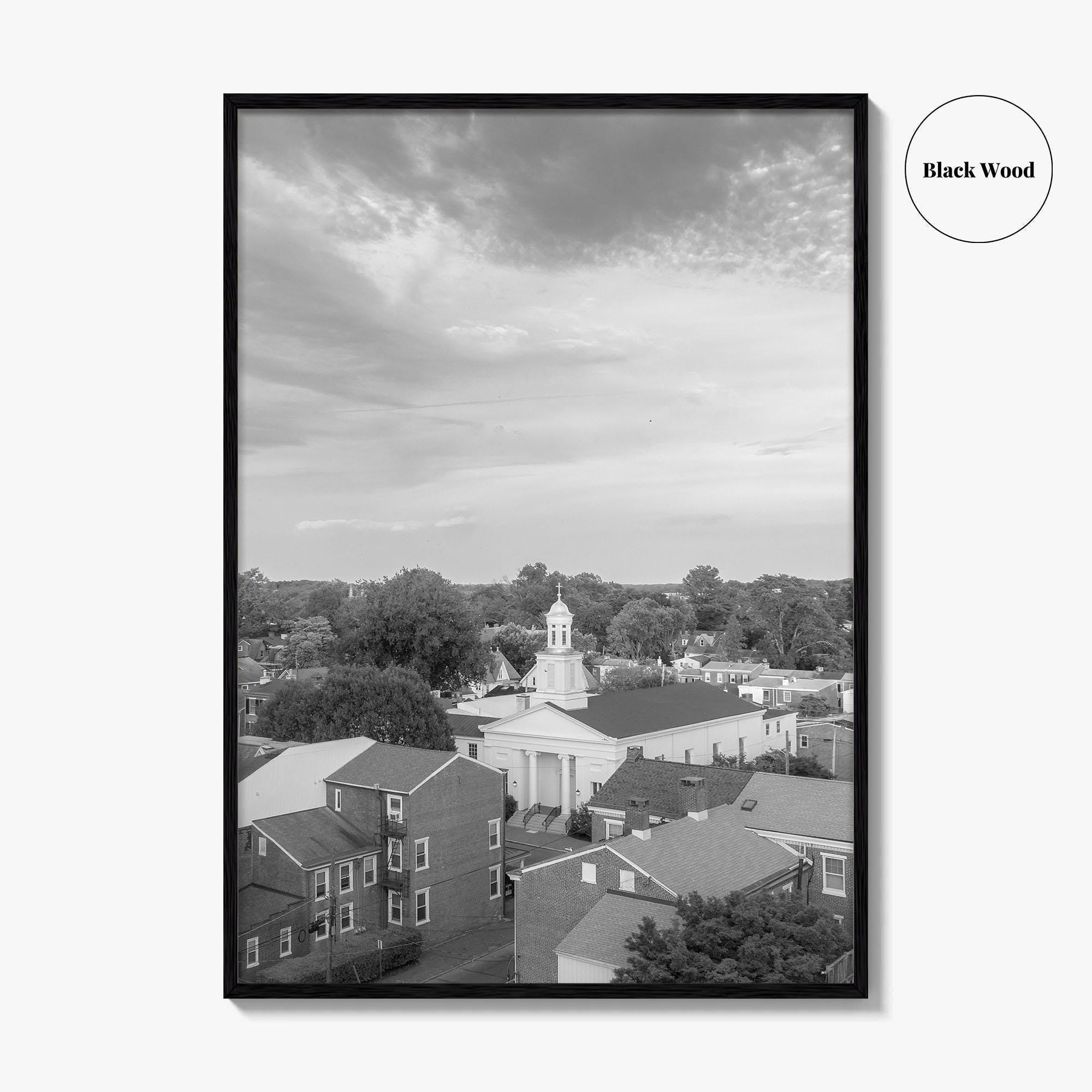 West Chester Black and White Fine Art Photo Print, Aerial Panorama, Wall Poster, USA