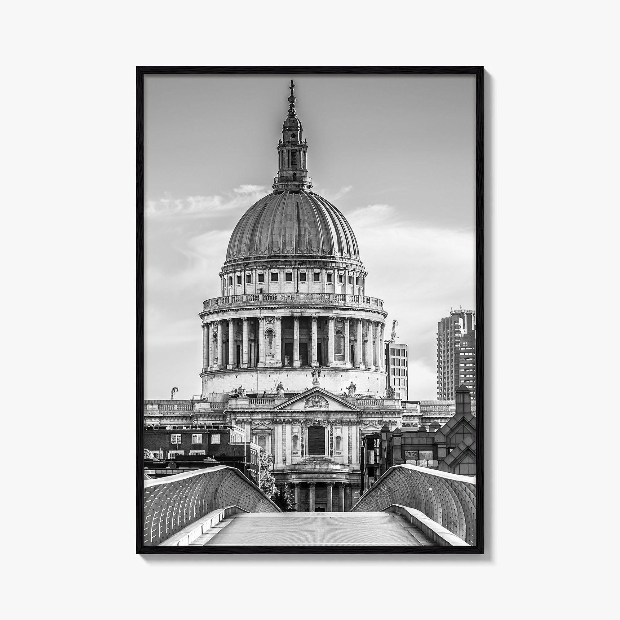 St Paul's Cathedral Black and White Fine Art Photo Print, London Millennium Bridge Poster