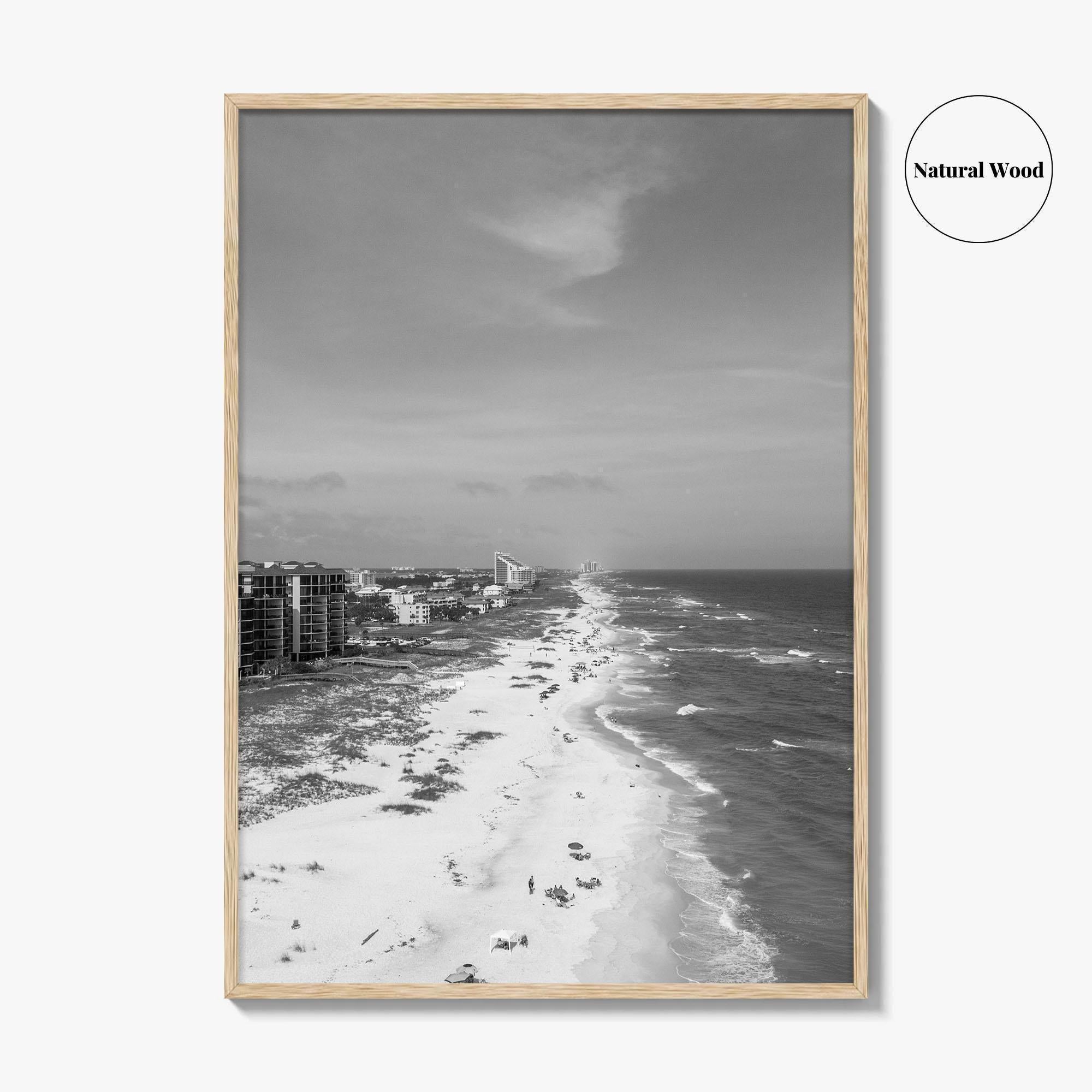 Pensacola Black and White Fine Art Photo Print, Perdido Key Beach Florida, Aerial Poster