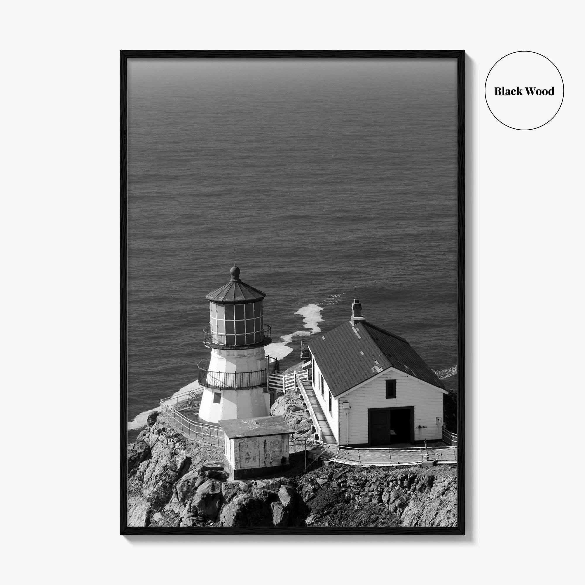 Point Reyes Lighthouse Black and White Fine Art Photo Print, California Coast Poster