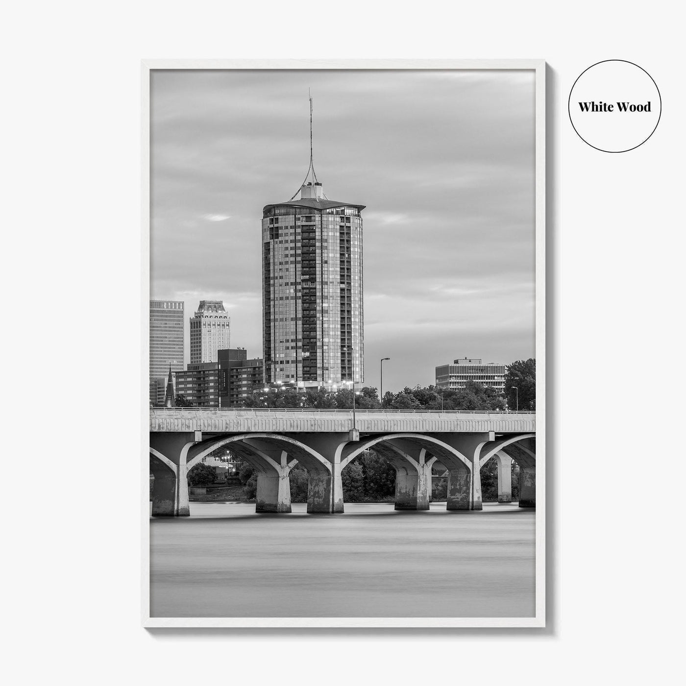 Tulsa Skyline Black and White Fine Art Photo Print, Oklahoma, USA Wall Decor Poster