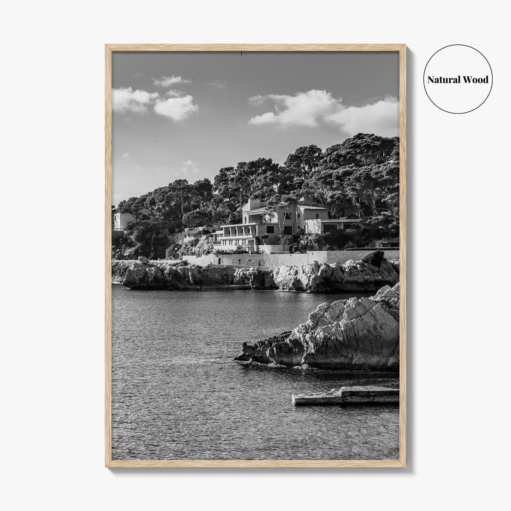 Cala Rajada Black and White Fine Art Photo Print, Mallorca Seascape Spain Poster