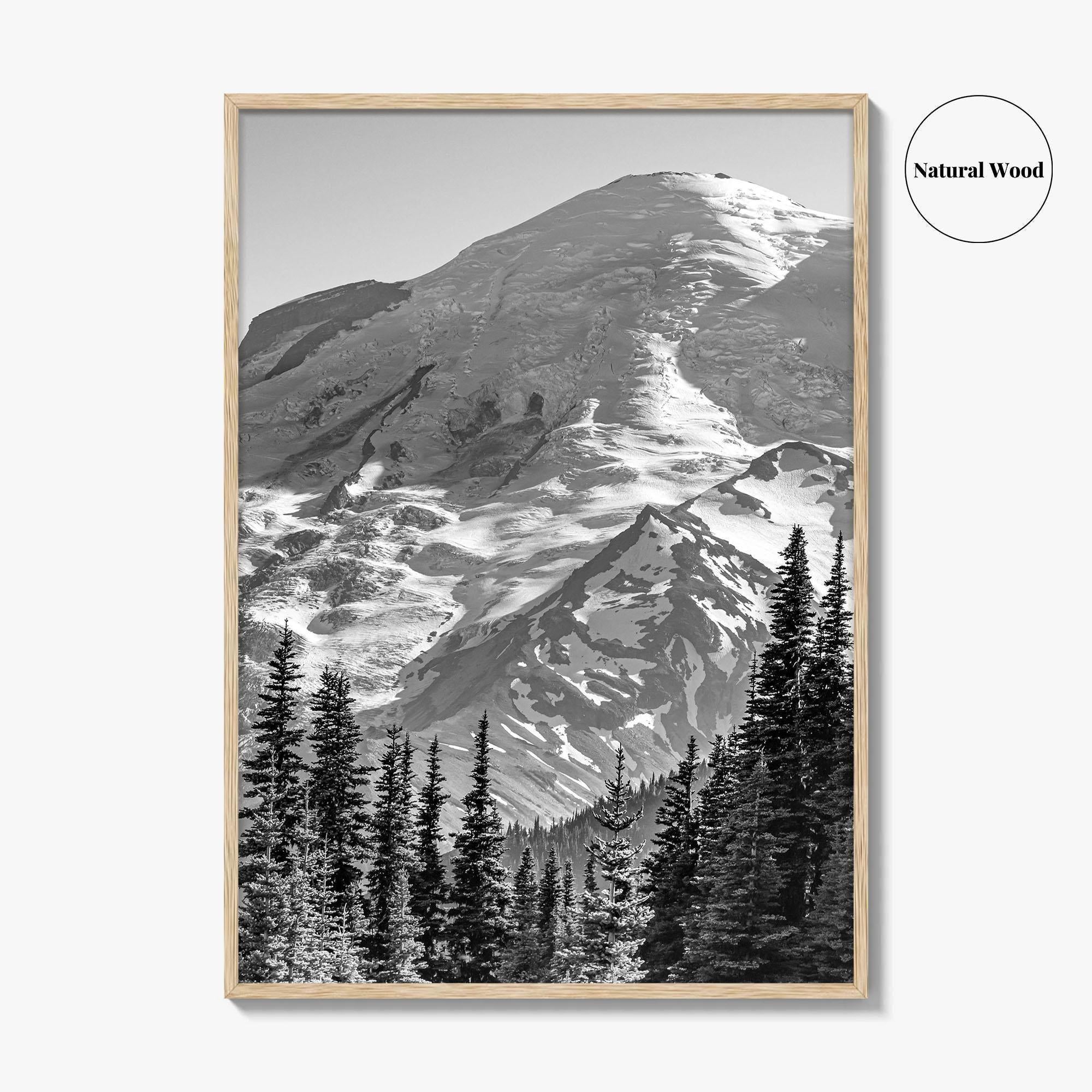 Mount Rainier Black and White Fine Art Photo Print, Sunrise Point, Washington, Pacific Northwest