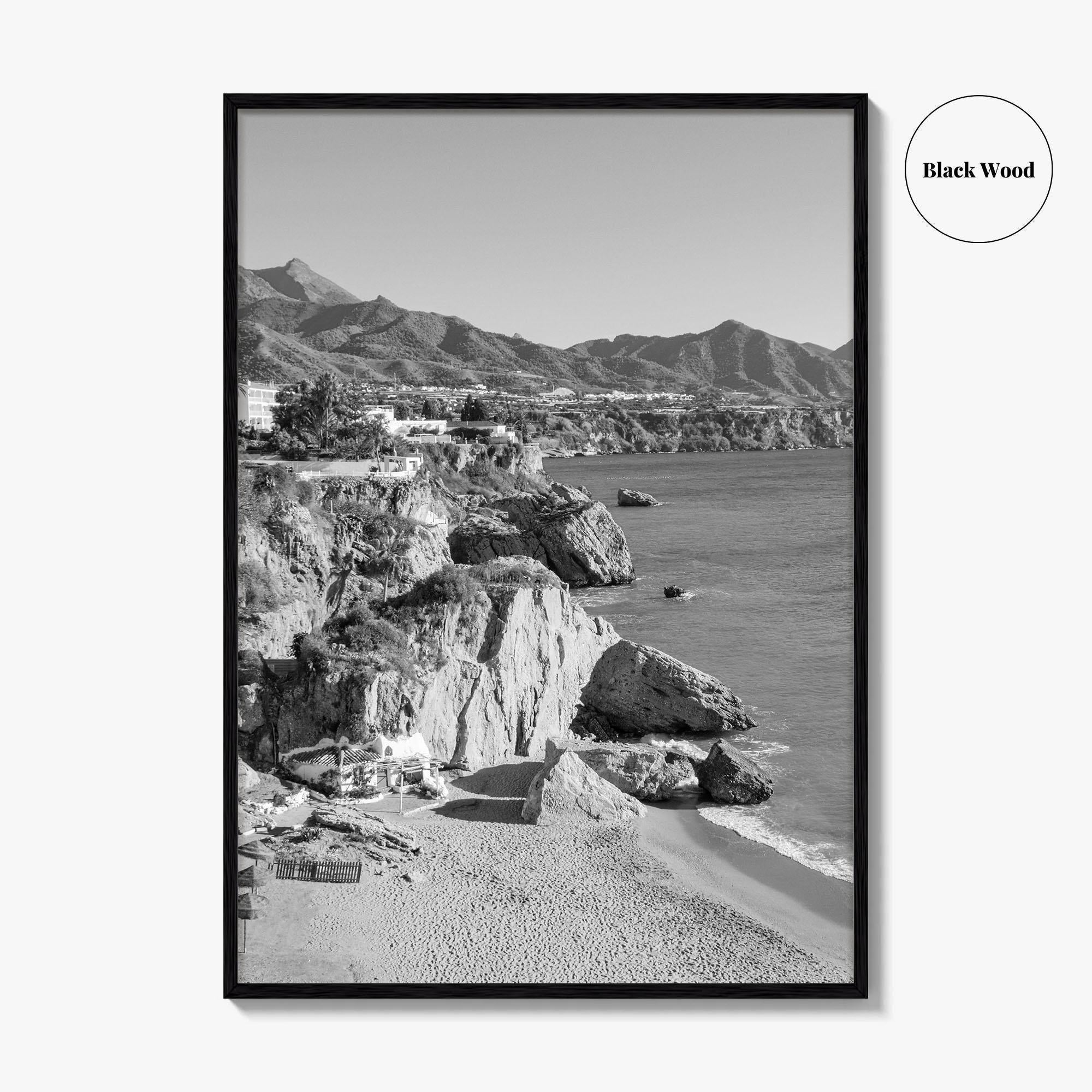 Nerja Black and White Fine Art Photo Print, Costa del Sol Spain Poster
