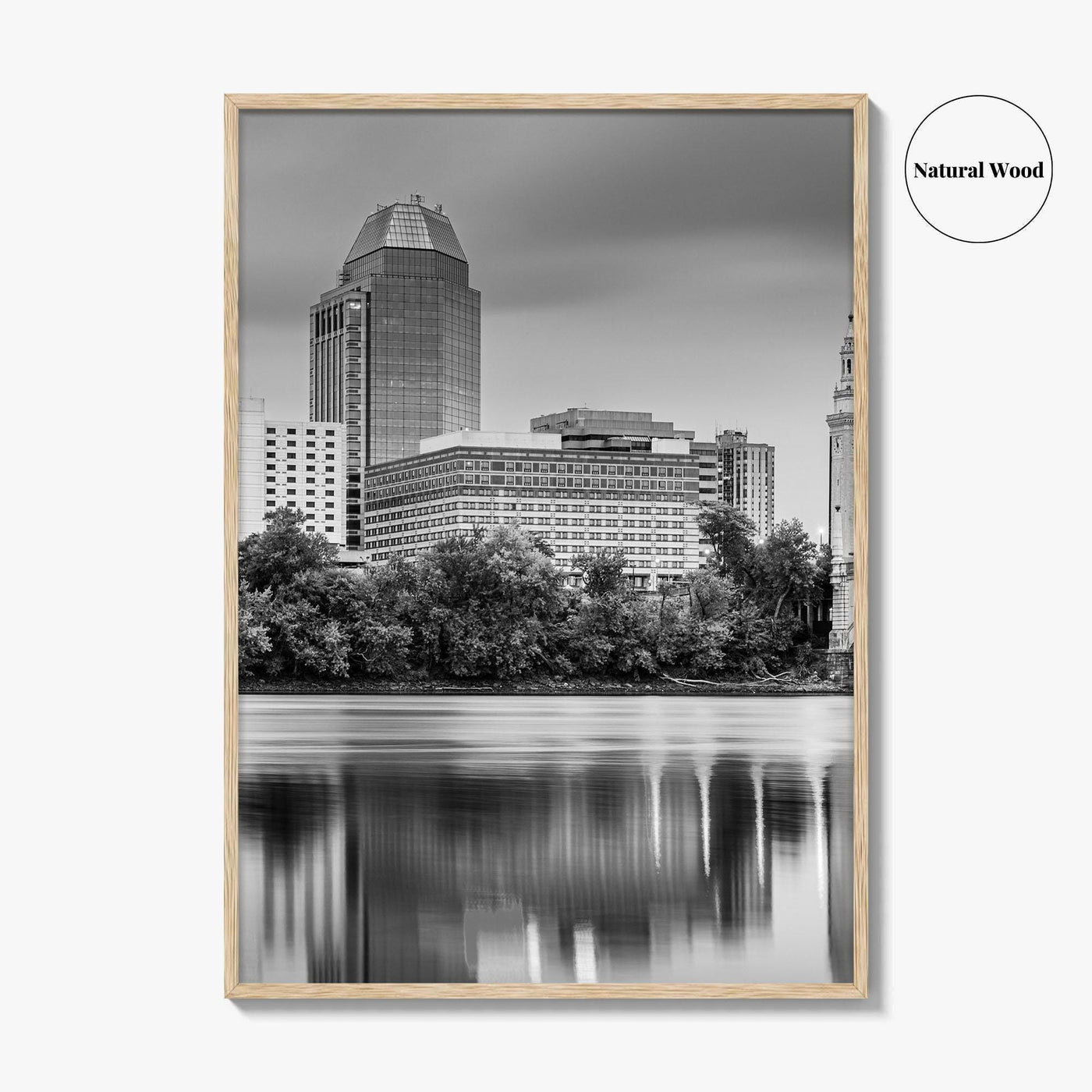 Springfield Massachusetts Skyline Black and White Fine Art Photo Print, Wall Decor Poster, USA