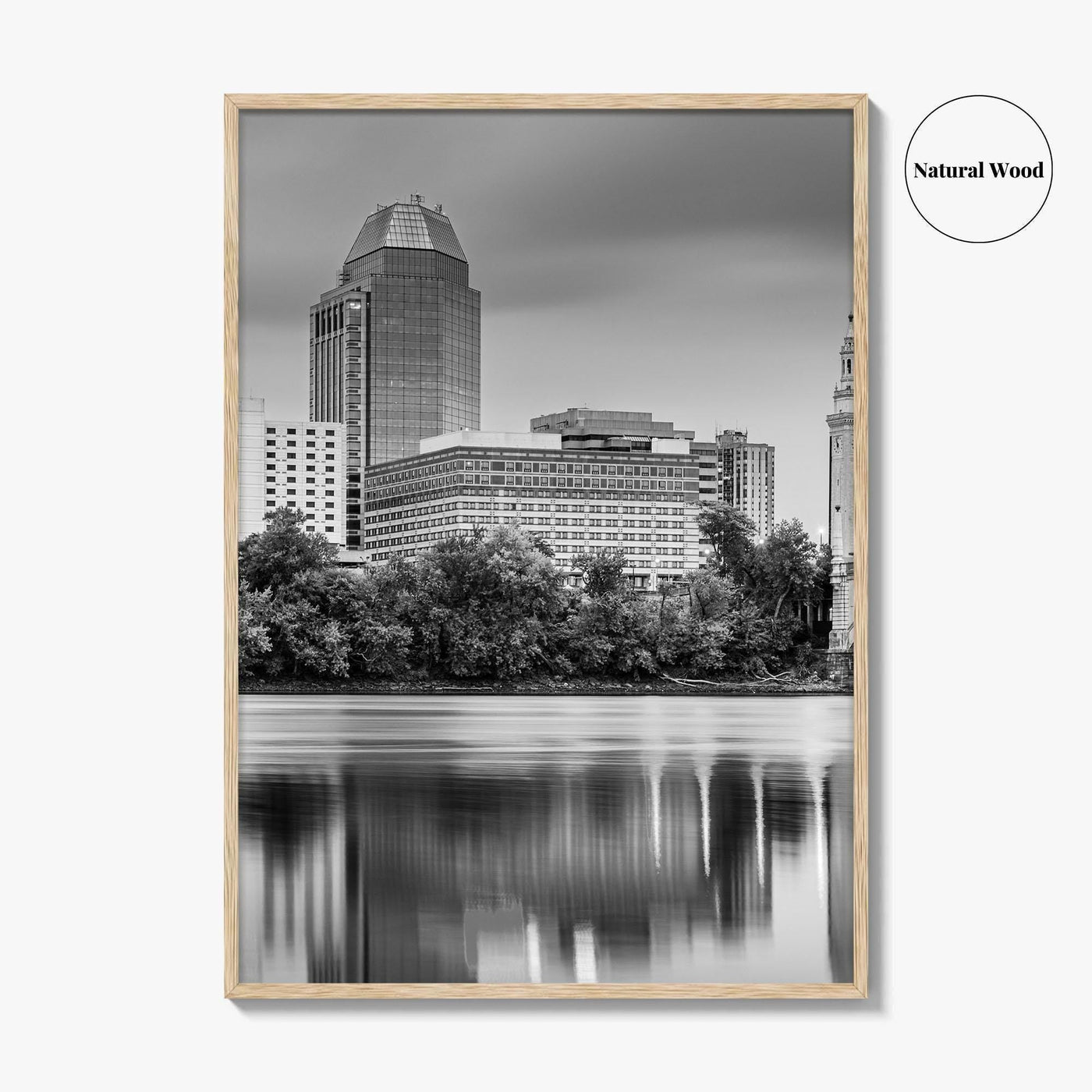 Springfield Massachusetts Skyline Black and White Fine Art Photo Print, Wall Decor Poster, USA