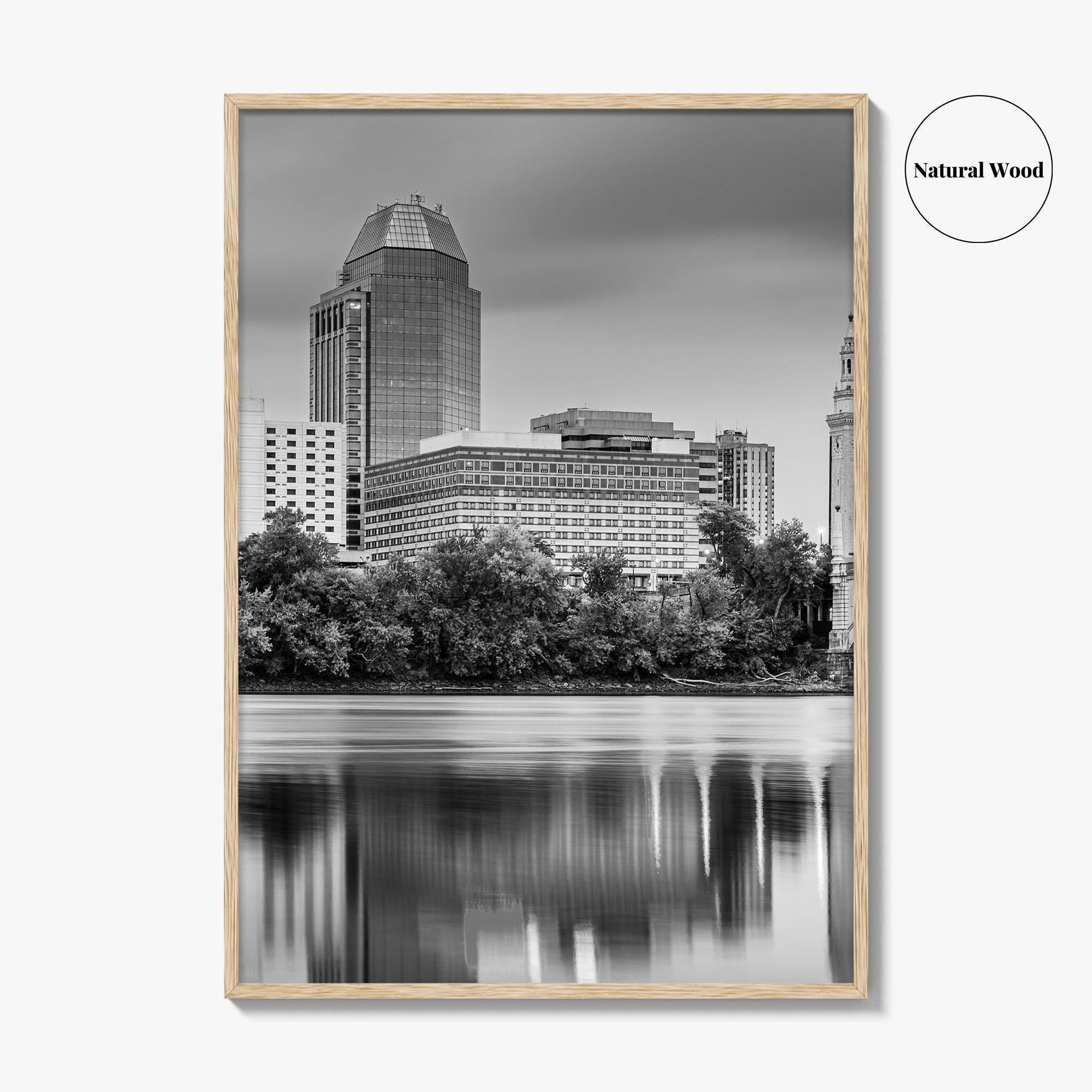 Springfield Massachusetts Skyline Black and White Fine Art Photo Print, Wall Decor Poster, USA