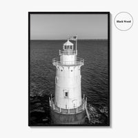 Sakonnet Point Black and White Fine Art Photo Print, Rhode Island Lighthouse Poster