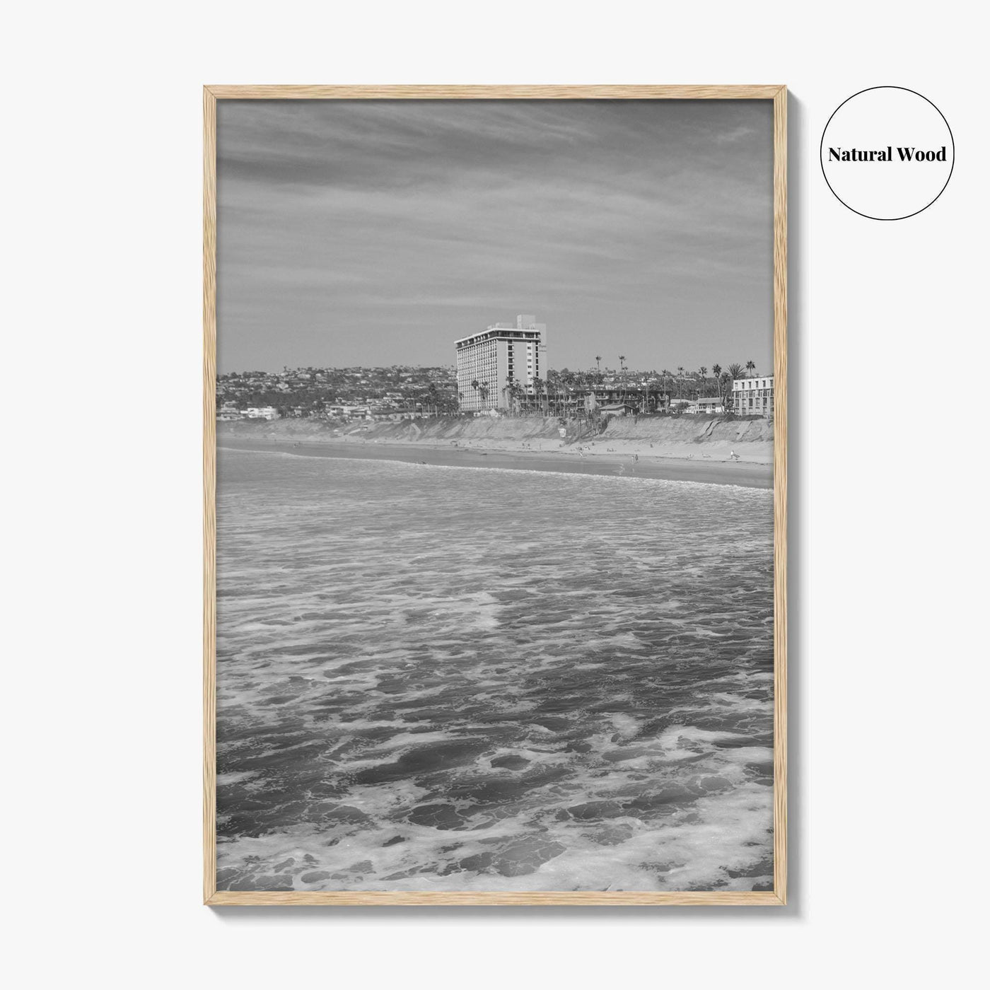 Pacific Beach Black and White Fine Art Photo Print, San Diego Pier California Poster