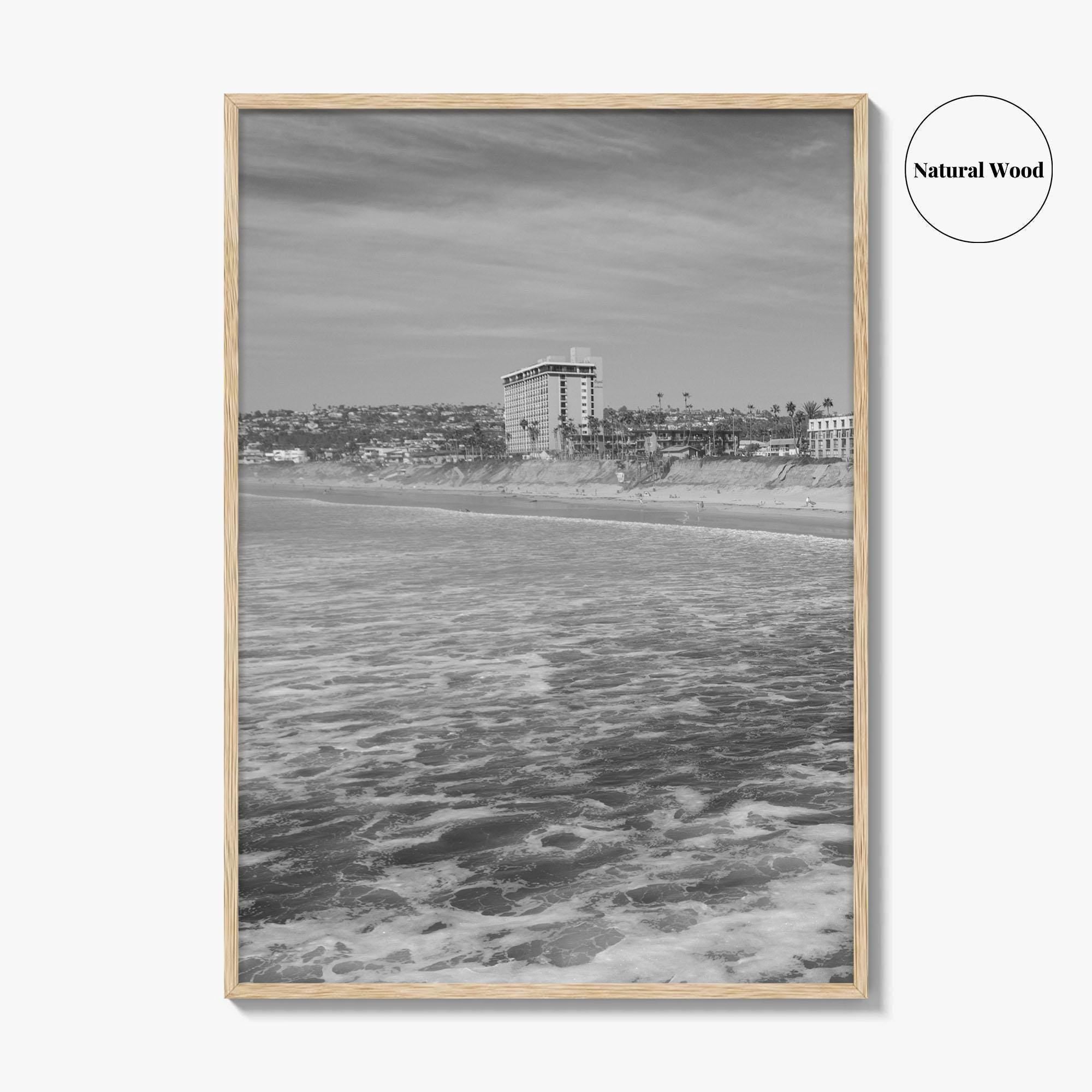 Pacific Beach Black and White Fine Art Photo Print, San Diego Pier California Poster