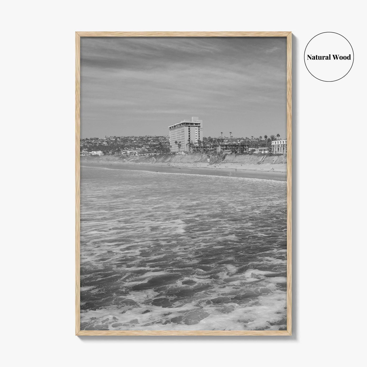 Pacific Beach Black and White Fine Art Photo Print, San Diego Pier California Poster